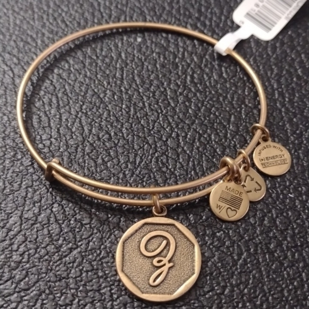Alex and Ani Gold Charm Bangle Bracelet Letter Z Initial Z New Old Stock 2014